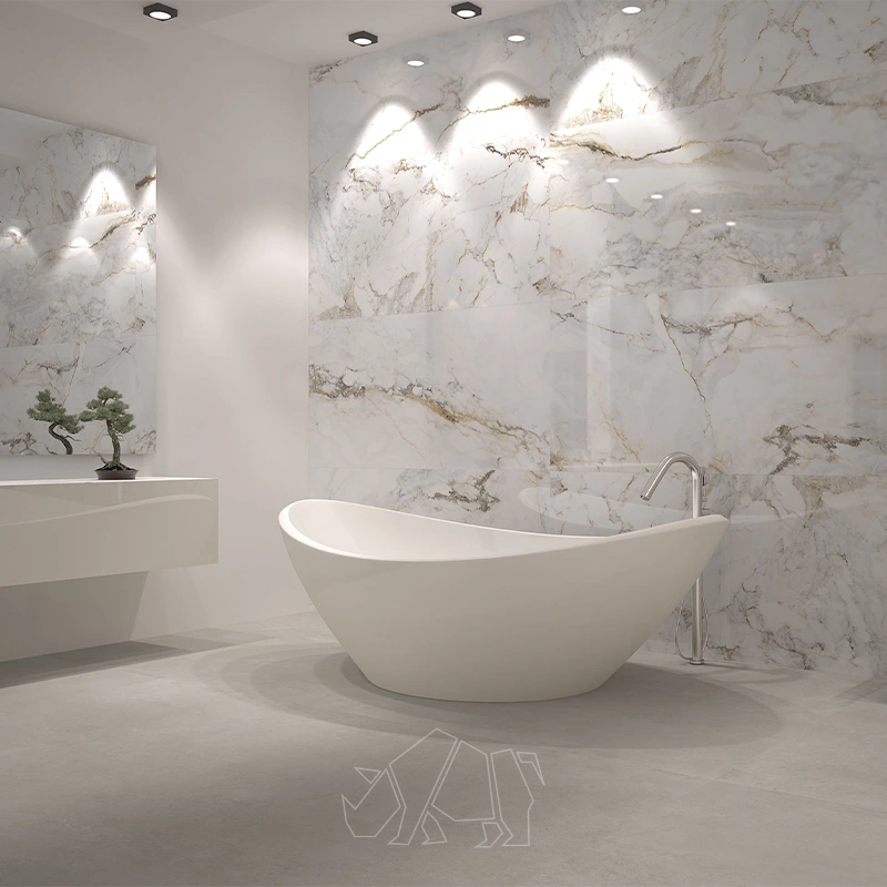 Casa de banho de porcelanato 60x120 branco