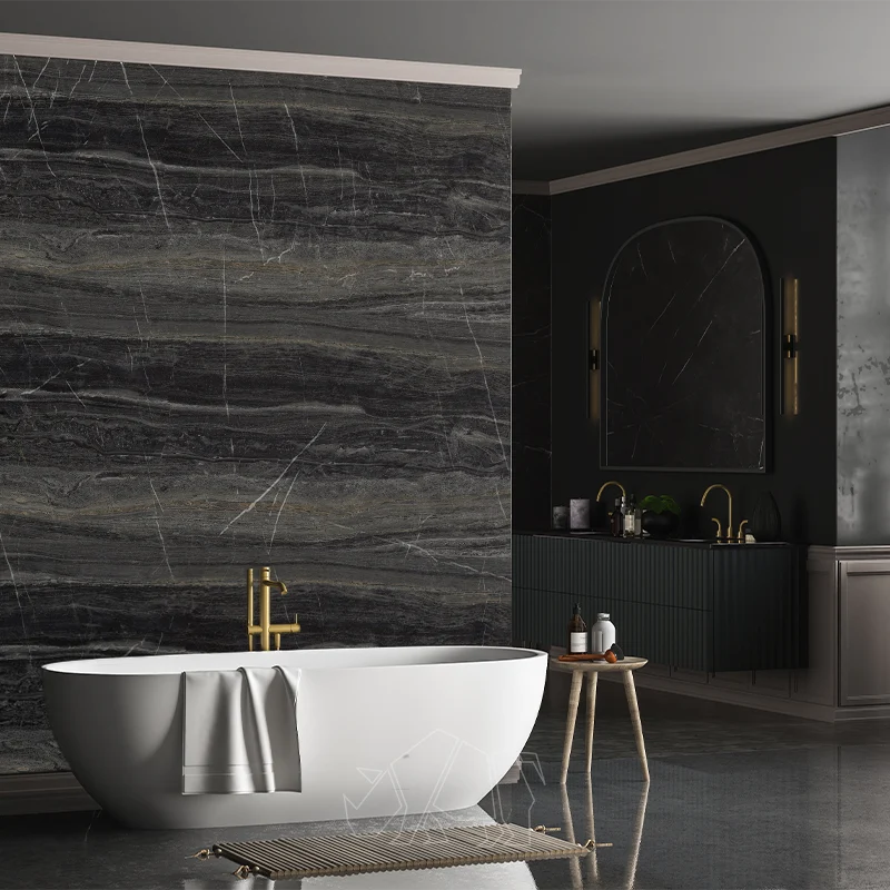 Banheiro de porcelanato preto 120x60