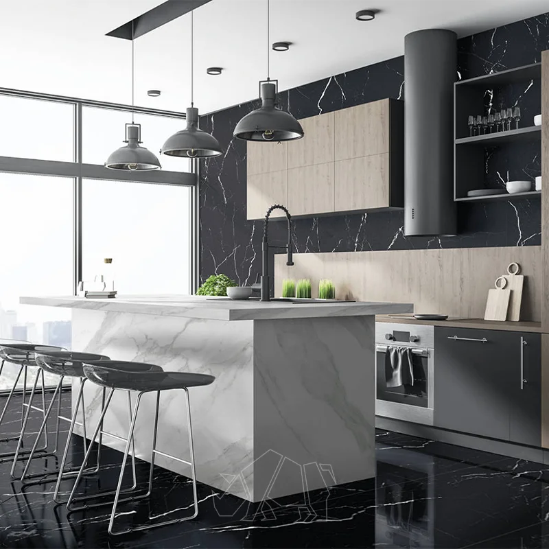 Cozinha porcelanato 60x120 preto