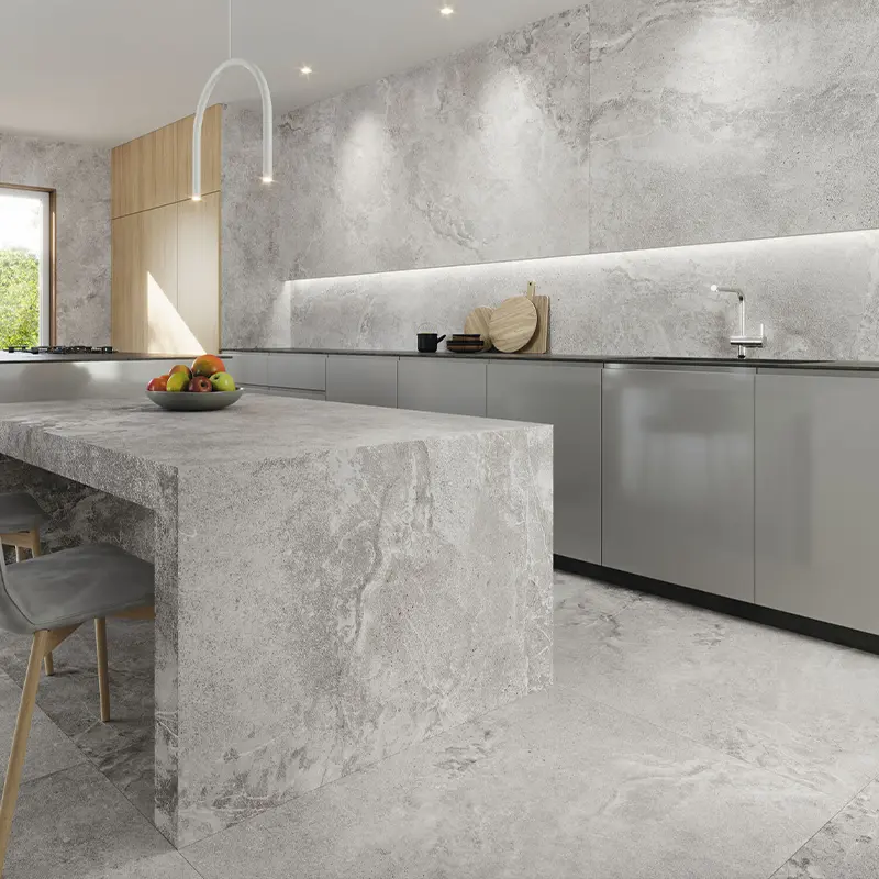 Ambiente de azulejos grandes para cozinha