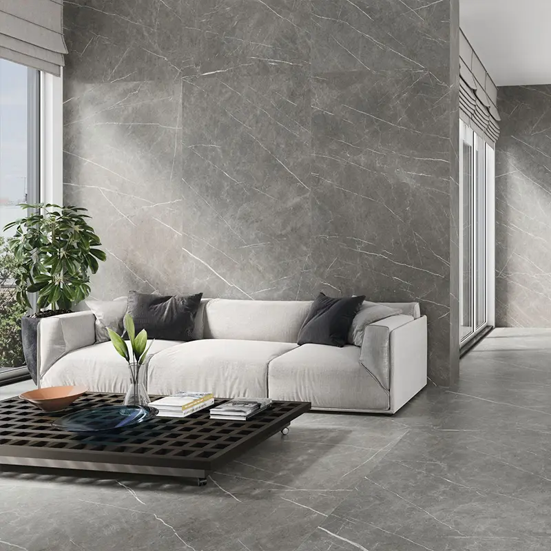 Sala de porcelanato 120x60 cinza